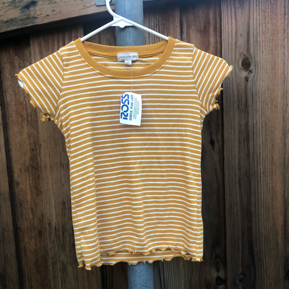 Mustard Yellow With White Stripes Lettuce Shirt!💛